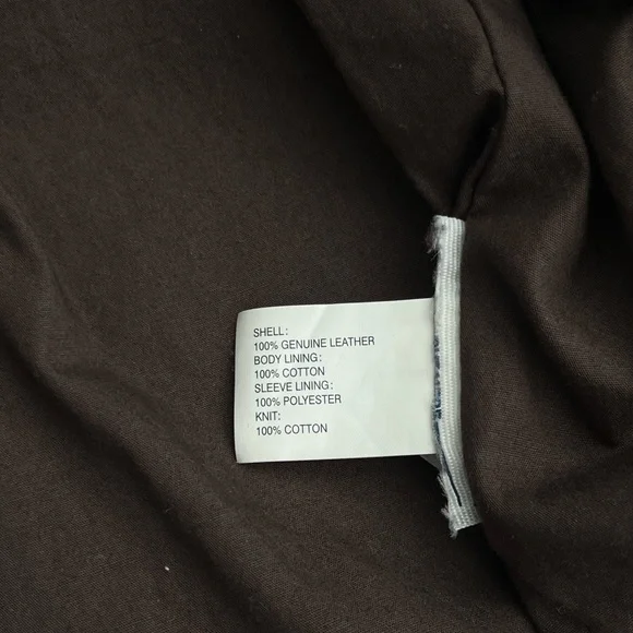 Gap men’s brown genuine leather bomber jacket with ribbed collar / L - Picture 11 of 11